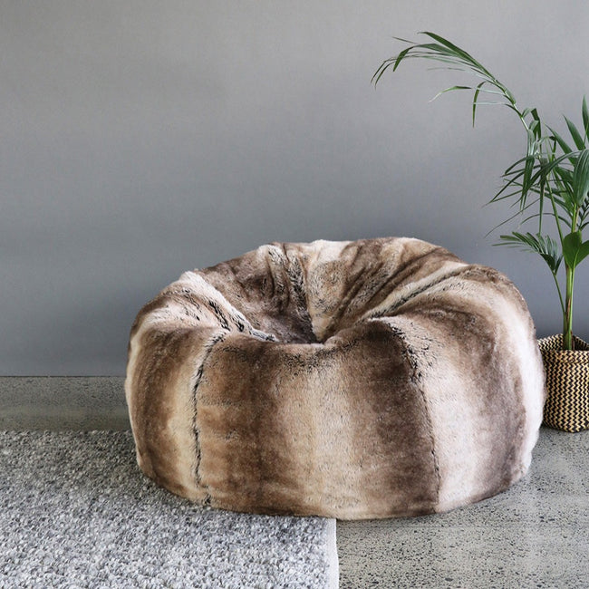 Heirloom Faux Fur Bean Bag - NZ Made - Sable - Cover Only