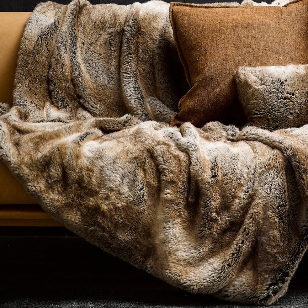 Heirloom NZ Made Faux Fur Throw 150x220cm Sable Greenslades Furniture