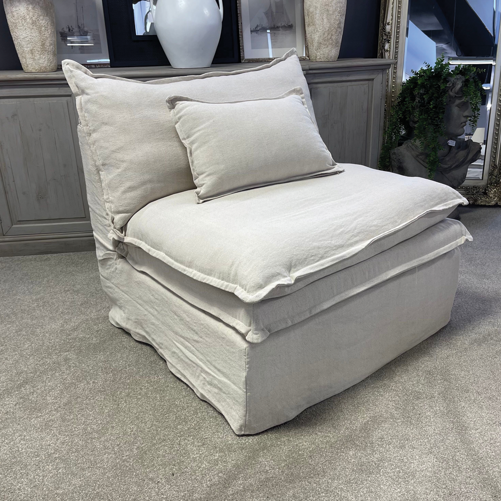 St Lucia Linen Slipcover Modular Sofa - 1 Seater Middle - Natural