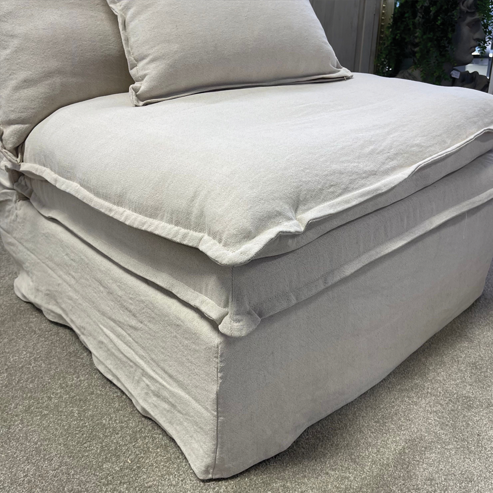 St Lucia Linen Slipcover Modular Sofa - 1 Seater Middle - Natural