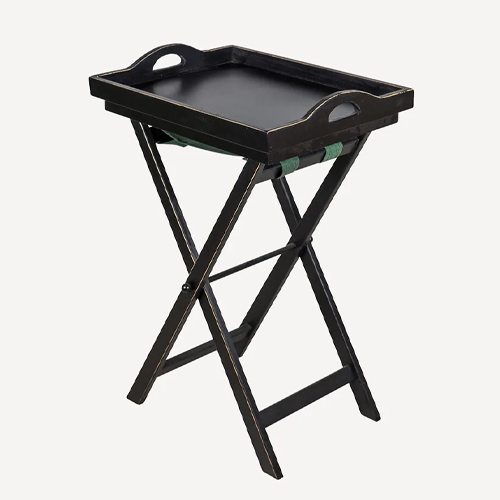 Folding Wooden Tray Side Table - Black