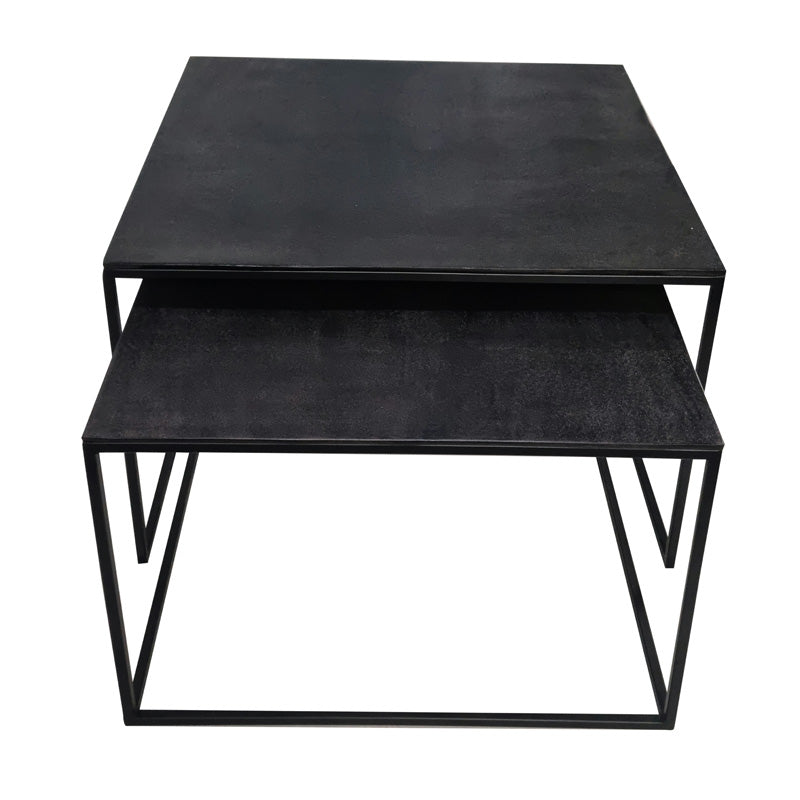 Toronto Nest of 2 Square Coffee Tables Antique Black Greenslades