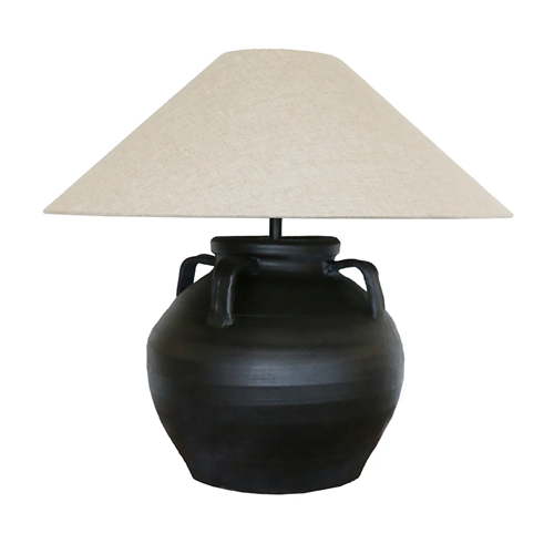 Tuscan Style Lamp + Linen Shade - Ironsand