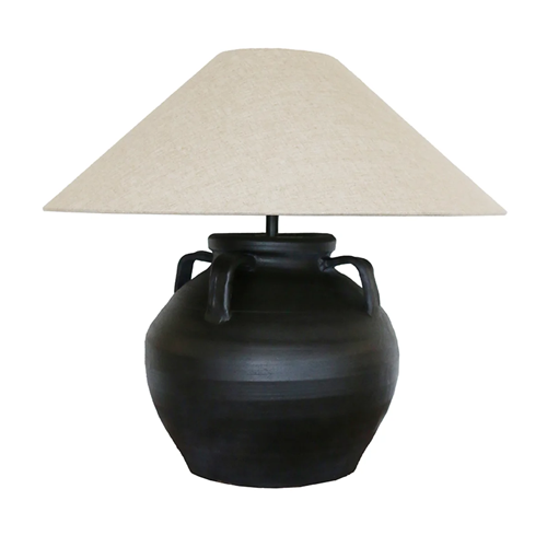 Tuscan Style Ironsand Lamp with Linen Shade