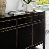 Oriental Painted 4 Door Sideboard - Vintage Black
