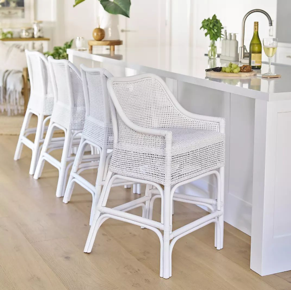 Albany Rattan Bar Stool White