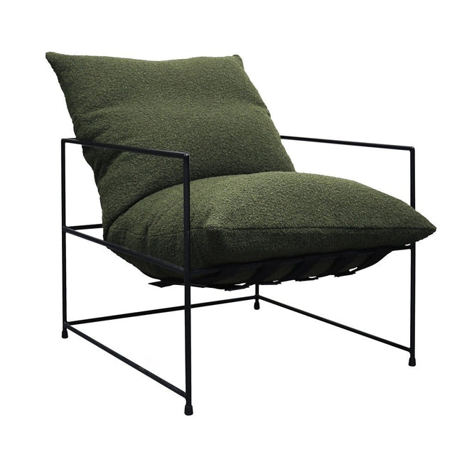 sling chair in green boucle