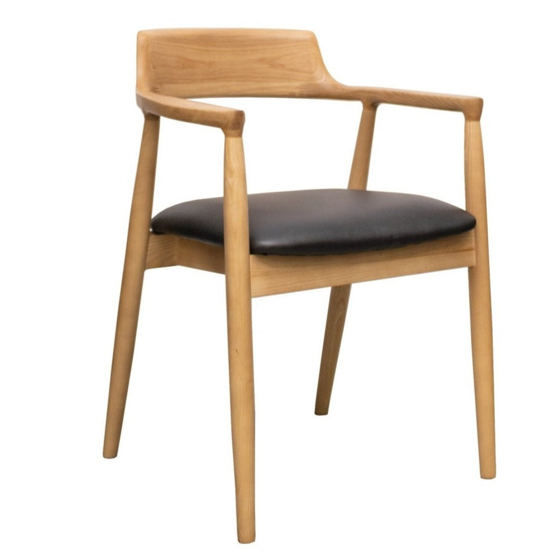 Eaton Dining Chair - Natural with Black Leather