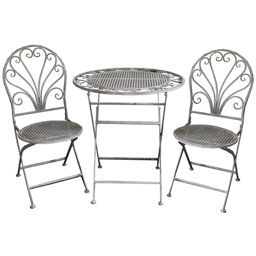 3 Piece Metal Outdoor Cafe Patio Setting Antique Grey