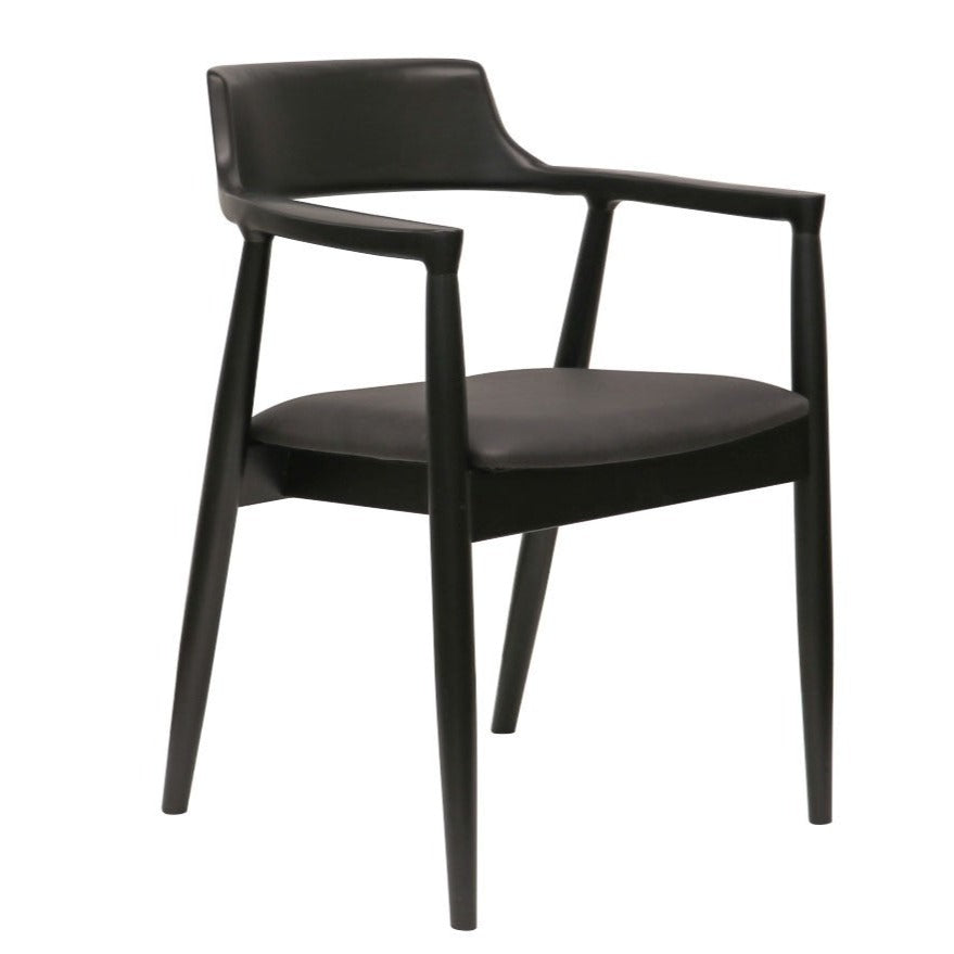 Ealing Dining Chair - Black with Black Leather