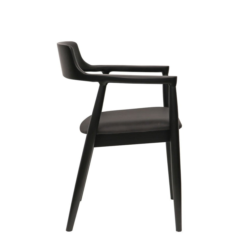 Ealing Dining Chair - Black with Black Leather