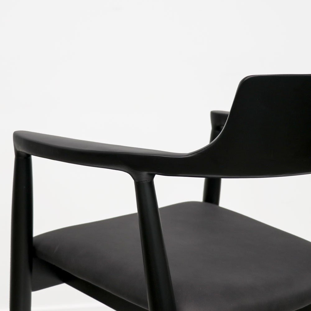 Ealing Dining Chair - Black with Black Leather