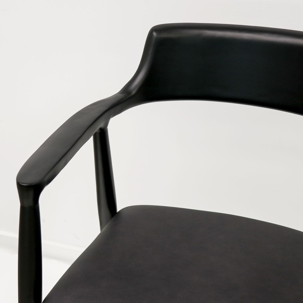 Ealing Dining Chair - Black with Black Leather