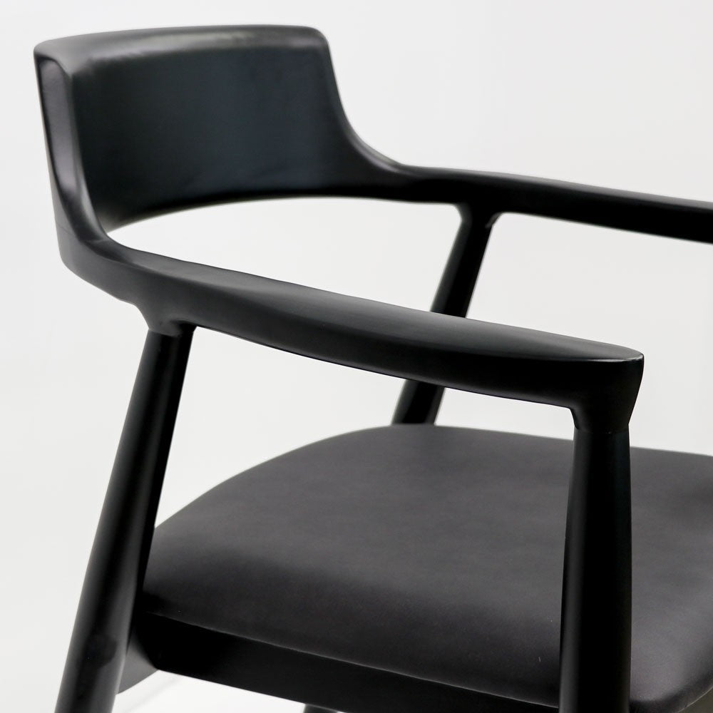 Ealing Dining Chair - Black with Black Leather