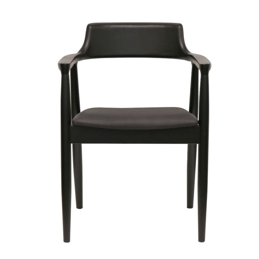 Ealing Dining Chair - Black with Black Leather
