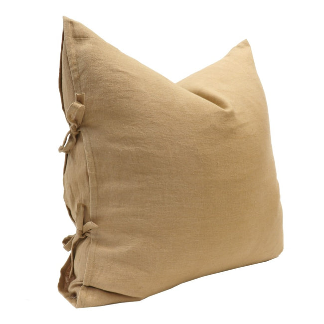 Linen Tie Cushion + Feather Inner - Clay