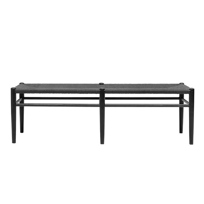 Jamara Oak and Rattan Bench - Black - 1500