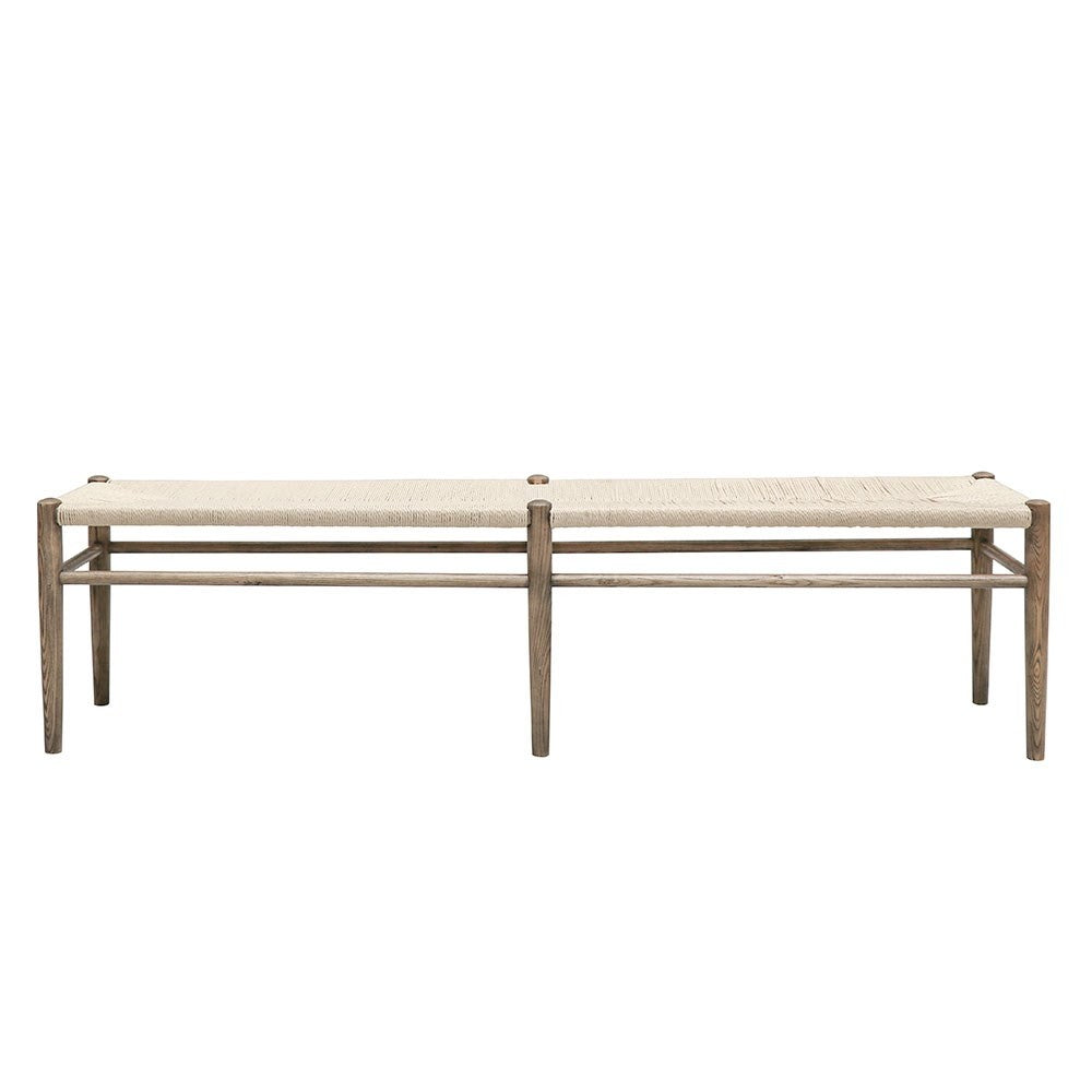 Jamara Oak and Rattan Bench - Natural - 180cm