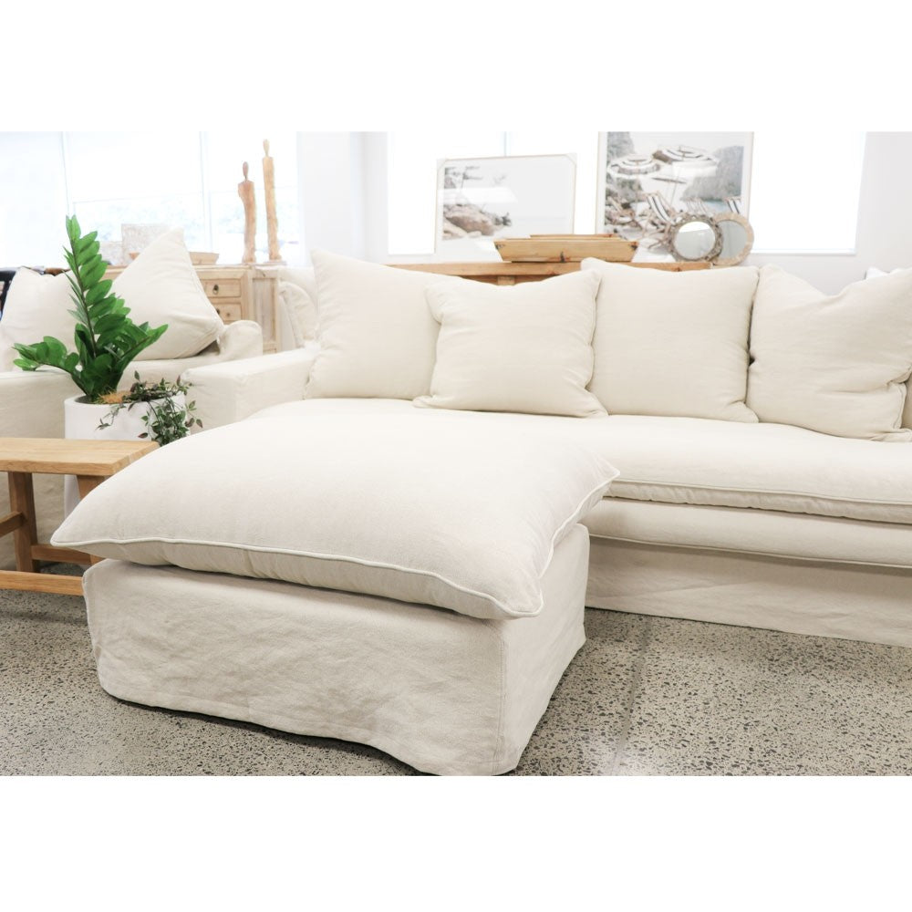 Lotus Slipcover Ottoman - Natural