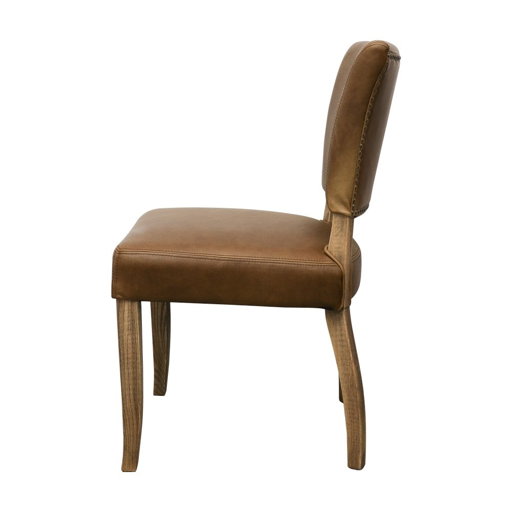 Crown Dining Chair - Aged Brown Leather