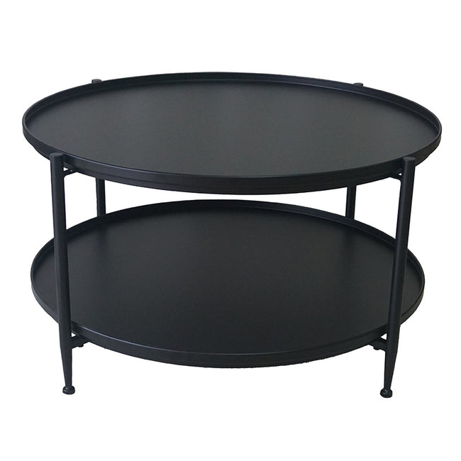round black metal coffee table