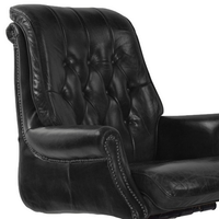 Aged Leather Adjustable Swiveling Office Chair - Vintage Black