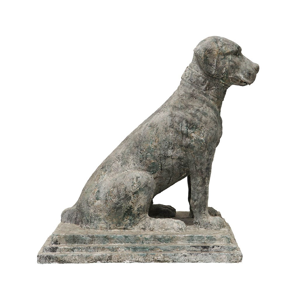 Rustic Outdoor Clay Dog Statue - Large