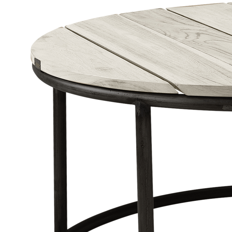 Artwood Anson Teak Outdoor Round Coffee Tables - Set of 2