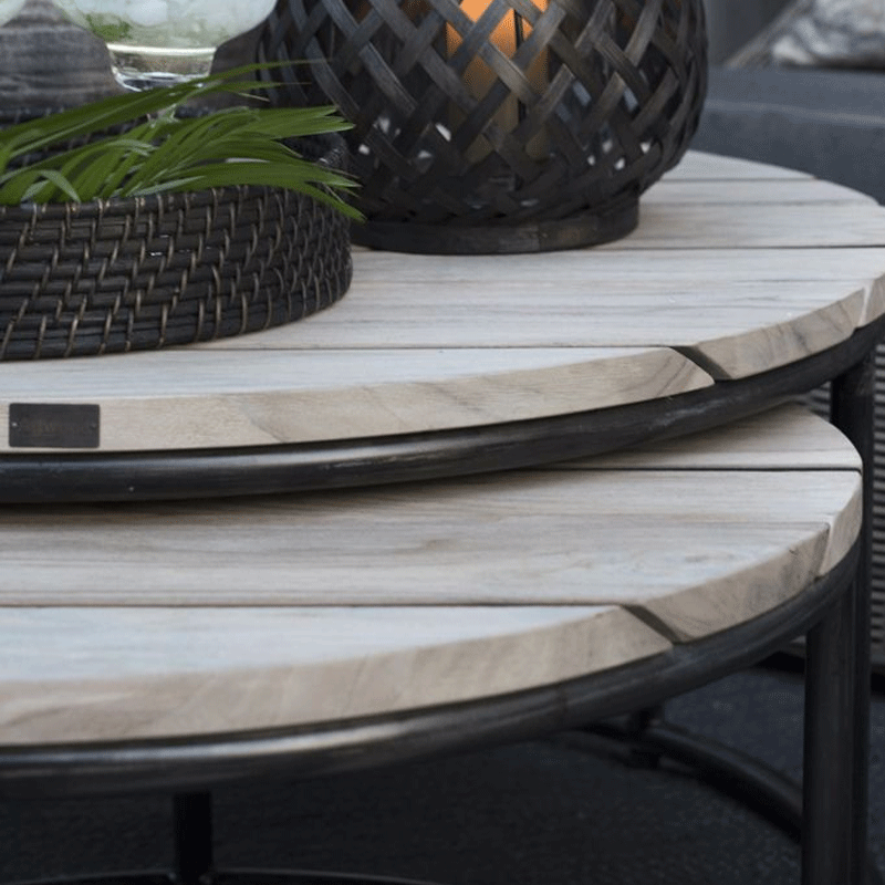 Artwood Anson Teak Outdoor Round Coffee Tables - Set of 2
