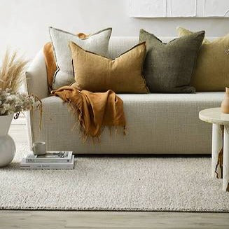 Arcadia Linen Lumbar Cushion + Feather Inner - Cumin