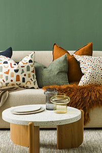 Arcadia Linen Lumbar Cushion + Feather Inner - Sage
