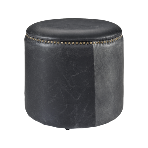 Artwood Nice Leather Ottoman - Vintage Black