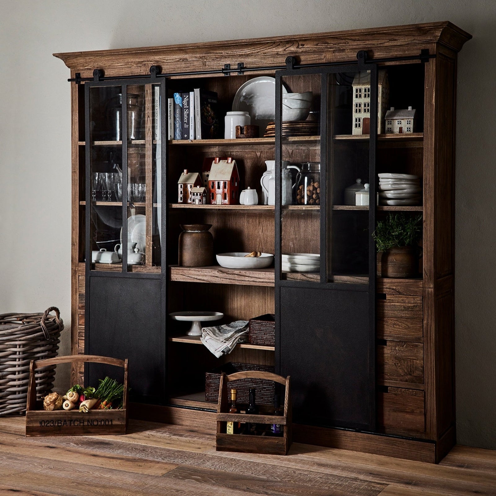 Barn Sliding Door Double Cabinet