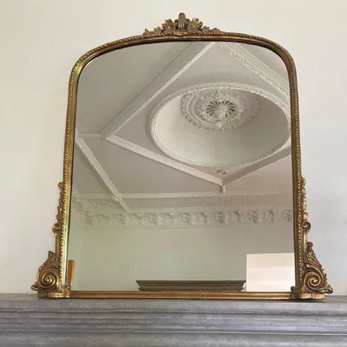 Bella Vita Mantle Mirror - Antique Gold Finish - 100cm