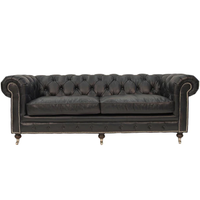 Belmont Leather Chesterfield 3 Seater Sofa - Aged Black
