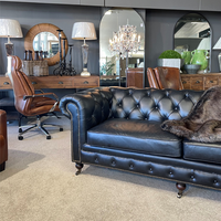 Belmont Leather Chesterfield 3 Seater Sofa - Aged Black