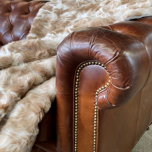 Belmont Leather Chesterfield 3 Seater Sofa - Aged Brown