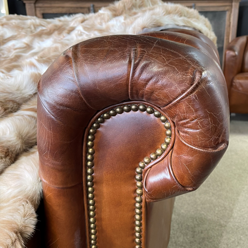 Belmont Leather Chesterfield 2 Seater Sofa - Aged Brown