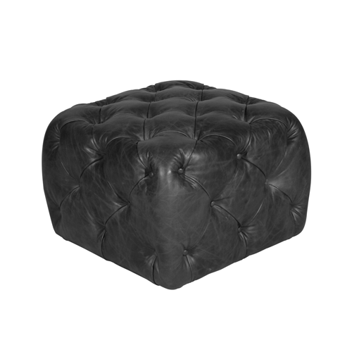 Halo Benson Leather Footstool - Old Glove Espresso