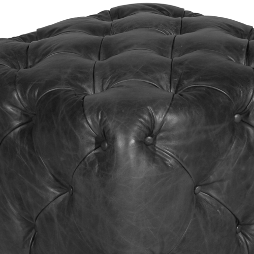 Halo Benson Leather Footstool - Old Glove Espresso