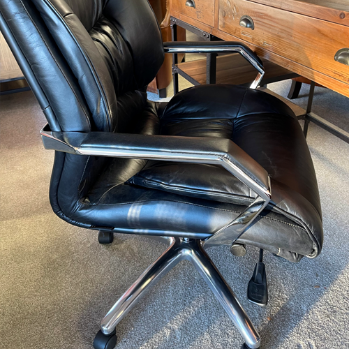 Aged Leather Office Desk Chair - Aged Black