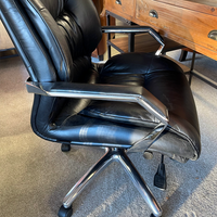 Aged Leather Office Desk Chair - Aged Black