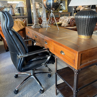 Aged Leather Office Desk Chair - Aged Black