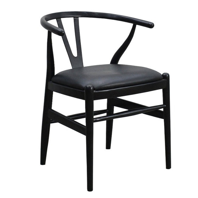Black Wishbone Chair with Leather Seat