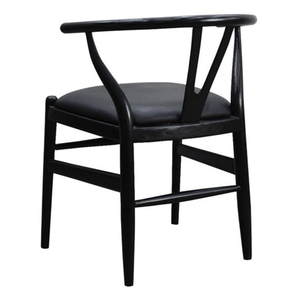 Black Wishbone Chair with Leather Seat