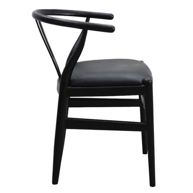 Black Wishbone Chair with Leather Seat