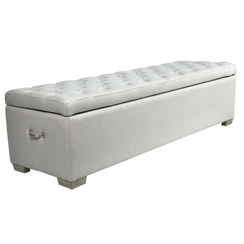 Upholstered Blanket Box / Storage Ottoman - Natural Linen