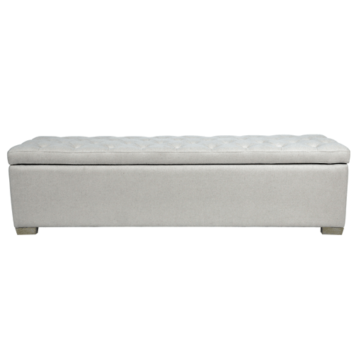 Upholstered Blanket Box / Storage Ottoman - Natural Linen
