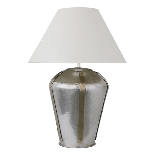Brass Urn Lamp in Antique Silver with Brass Straps