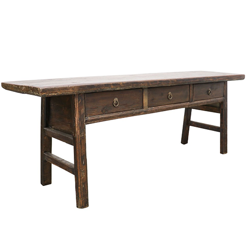 Original Butchers Table 3 Drawer Dark